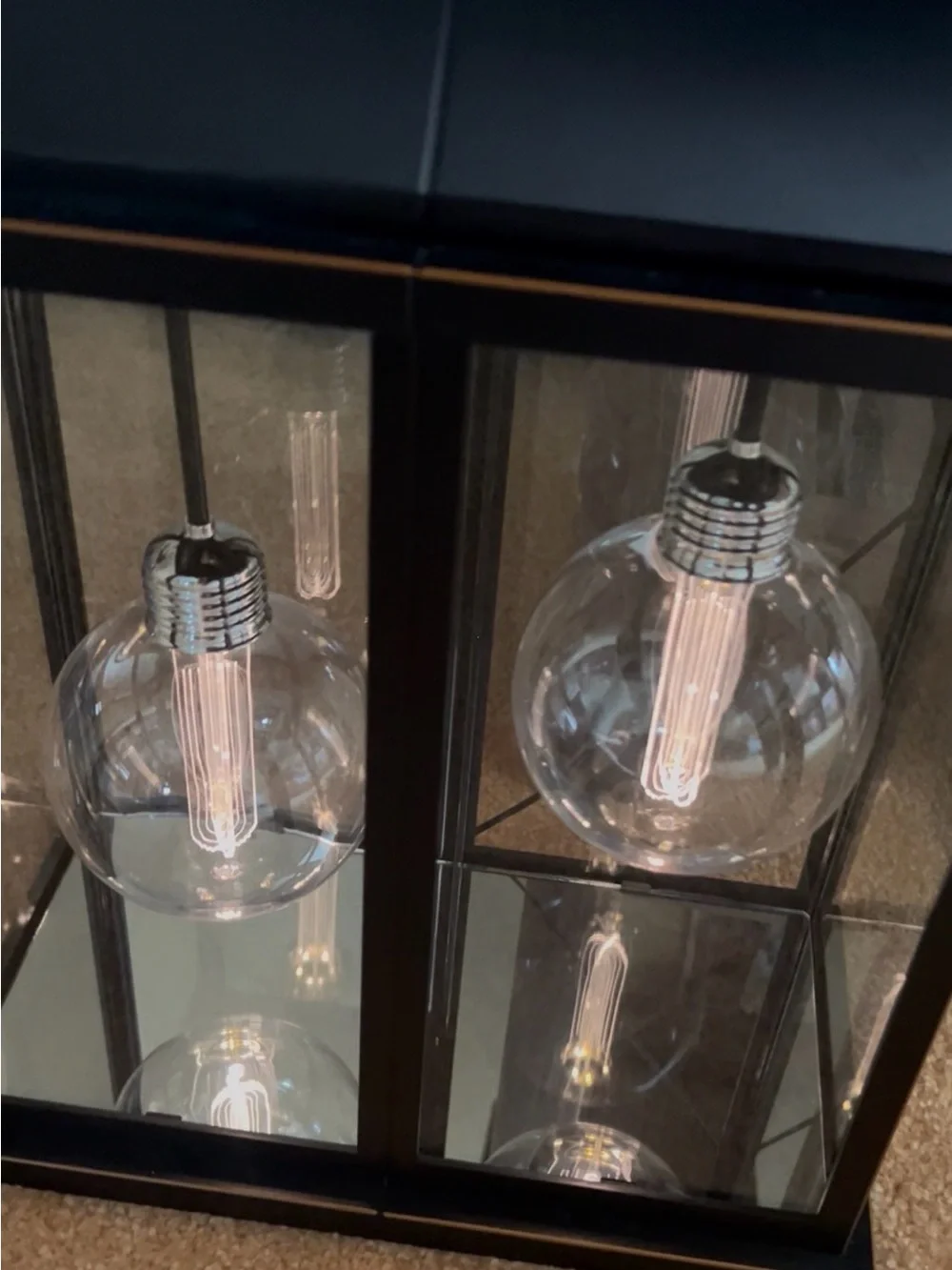 Black Lantern Glass Pendant Accent Lamp - Home Accents